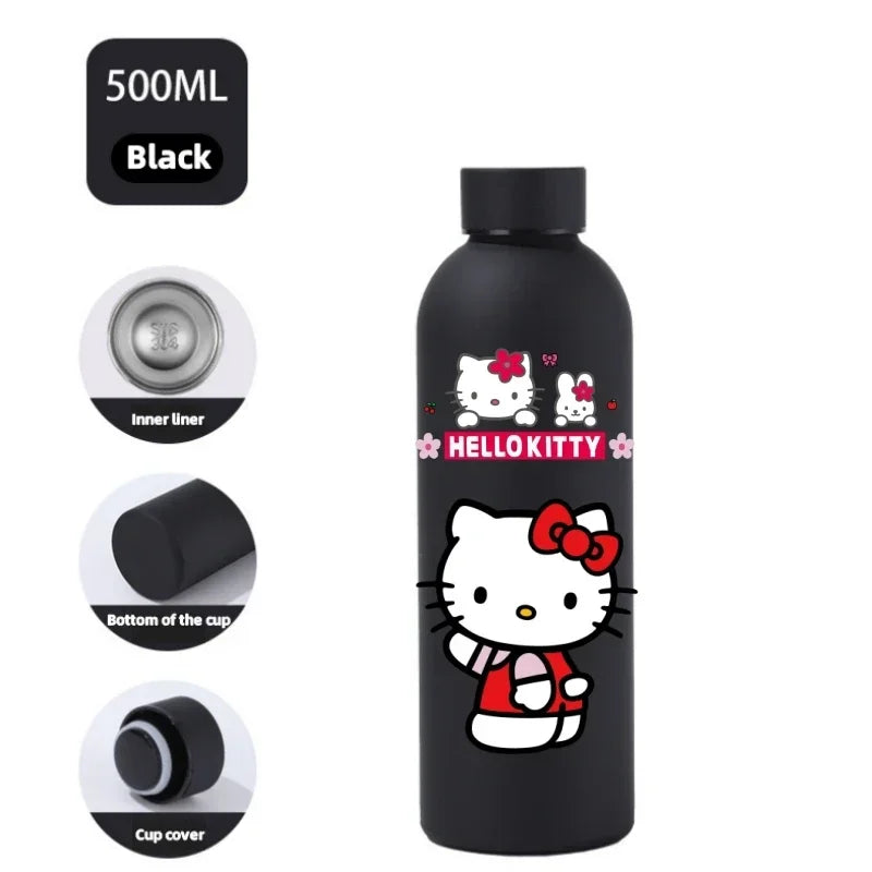 Sanrio 500 ML Thermos Mug Hello Kitty Cartoon 304 Stainless Steel Portable Water Cup Travel Water Bottle Kawaii Cups Kids Gifts