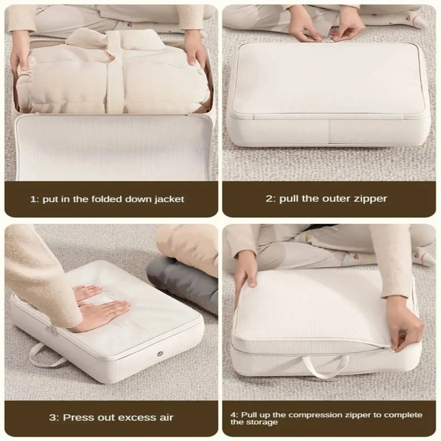 4PCS/set Compression Packing Clothes Down Jacket Cotton Quilt Storage Foldable Large Capacity Expansion Organizer Bag