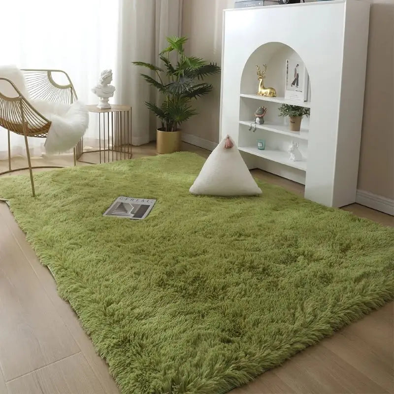 Green Carpet Tie Dyeing Plush Soft Carpets For Living Room Bedroom Anti-slip Floor Mats Bedroom Water Absorption Carpet Rugs