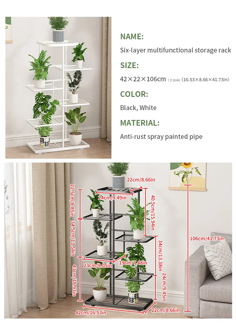 Flower Stand Rack Storage Shelf Iron Plant Holder Home Garden Flower Pot Organizer Living Room Balcony Storage Rack Shelves