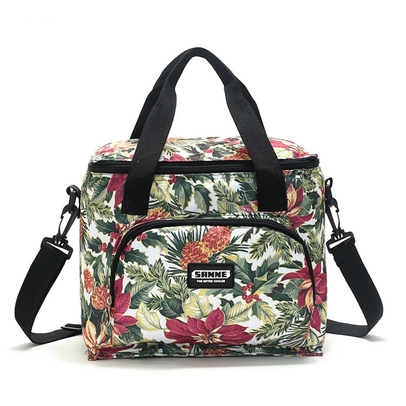 New Oxford Double Layer Cooler Lunch Bag Printed Insulated Thermal Food Picnic Handbag Portable Shoulder Lunch Box Tote
