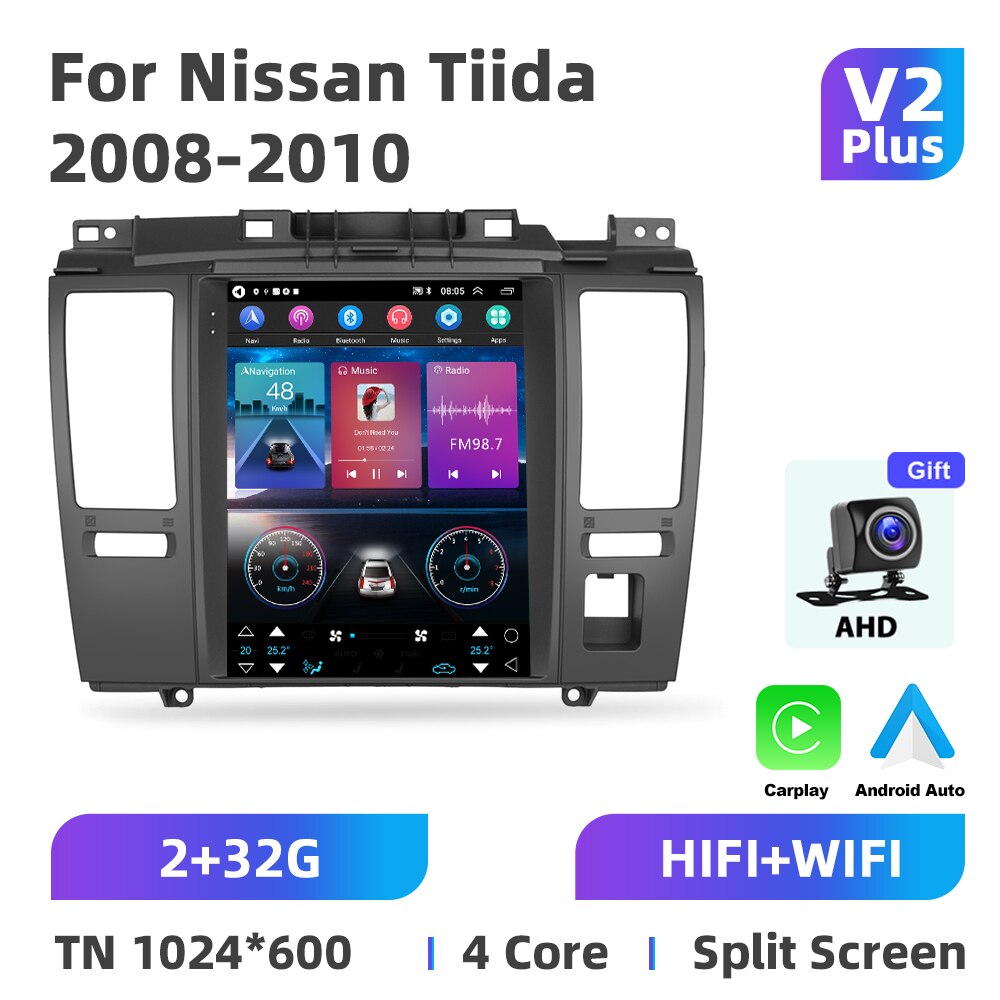 Podofo Android 11 Car Radio For Nissan Tiida 2008-2010 Multimedia Video Player Carplay Auto 9.7'' Autoradio GPS WIFI 256G DVD FM