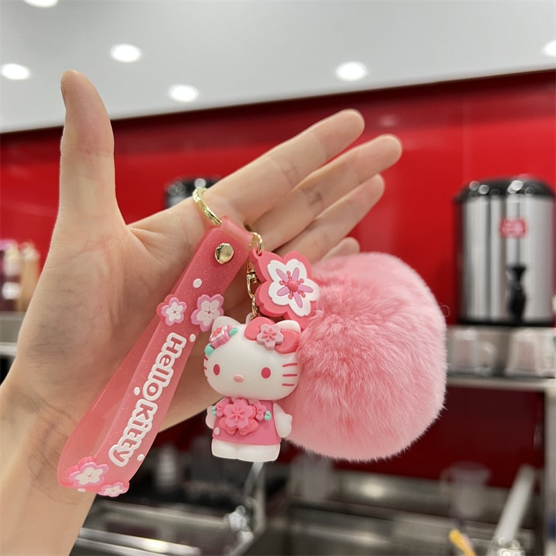 Kawaii Hello Kitty Keychain Sanrio Anime Cartoon Melody Kuromi Cinnamoroll Toys Cute Pendant Dolls Car Key Ring Girl&Child Gifts