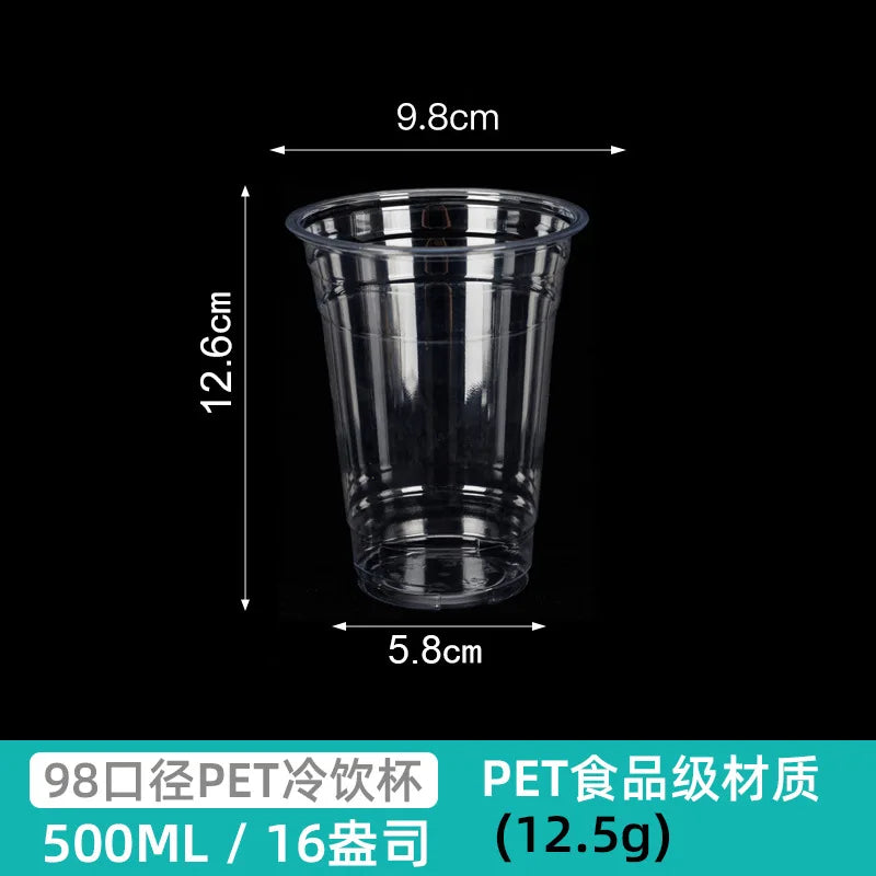 20/50PCS Transparent Milk Tea Cups with Lids Disposable Plastic Cups Fruit Juice Coffee Sand Ice Cream Beverage Containers party