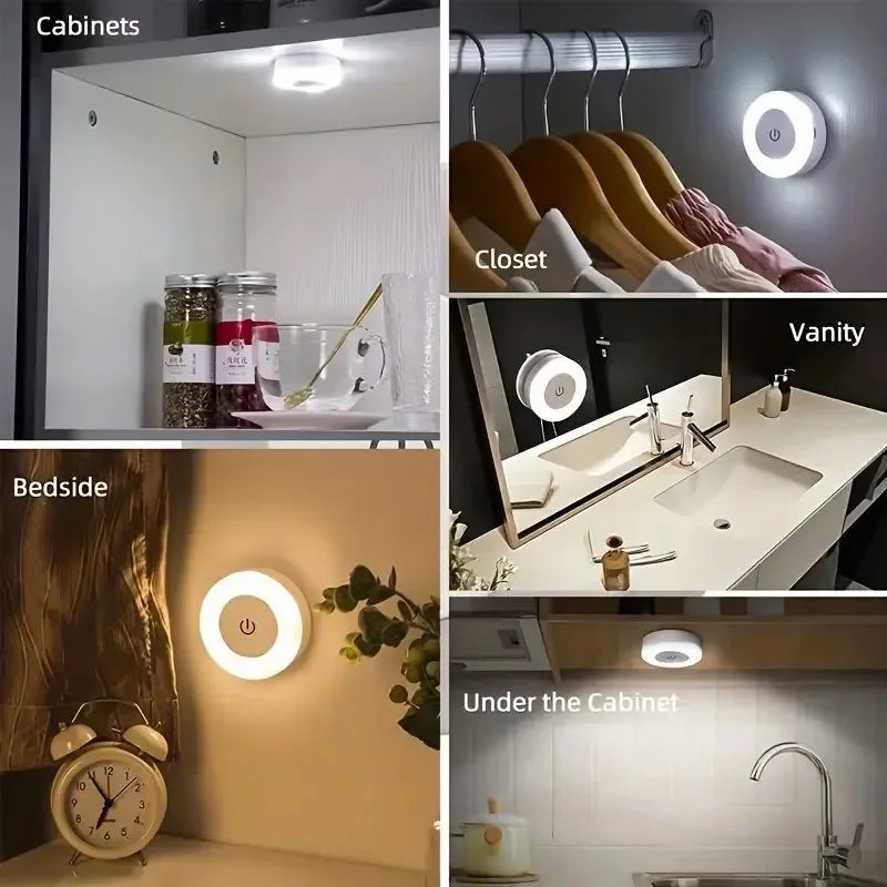 5/1pcs LED Touch Sensor Night Lights Portable USB Rechargeable Magnetic Base Wall Light 3 Modes Bedroom Dimming Night Lamps