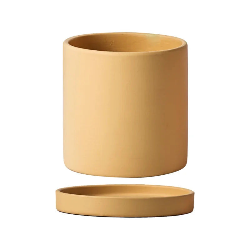 Flower Plant Pot Colorful Ceramic Flowerpot Nordic Style Succulent Planter Cylindrical Flower Pots With Hole Garden Decoration