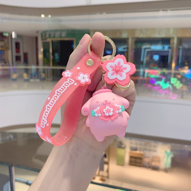 Kawaii Hello Kitty Keychain Sanrio Anime Cartoon Melody Kuromi Cinnamoroll Toys Cute Pendant Dolls Car Key Ring Girl&Child Gifts