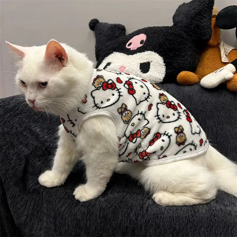 Kawaii Hello Kitty Cat Sweater Costume Winter Warm Pet Clothes for Cats Pullover Mascotas Clothing Gatos Products for Animals