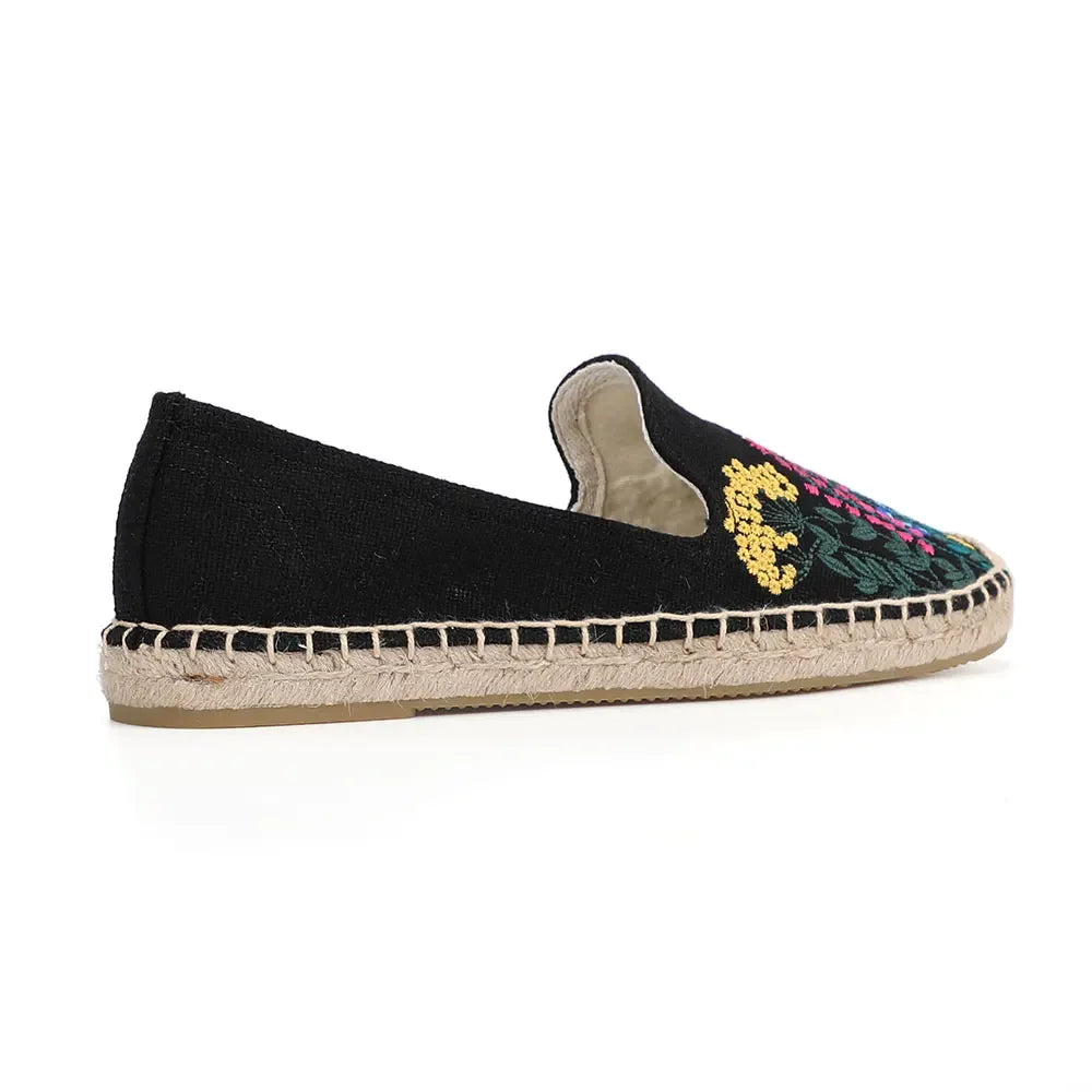 Espadrilles Women's Casual Flats Shoes with Embroidered Hemp Flat Platform, Round Toe Spring/Autumn Comfortable