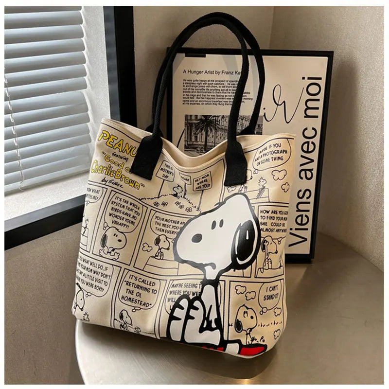 Canvas Bag For Women Snoopy High Capacity Bag Fashion Anime Cartoon Handbag Versatile One Shoulder Tote Bag Present For Girls