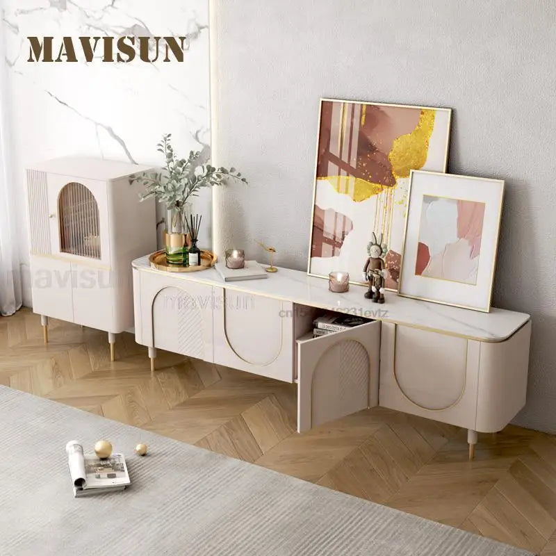 Light Luxury Designer Custom Living Room Modern Home Tv Cabinet Italian Minimalist Tv Cabinet Grey Hotel Household Furniture