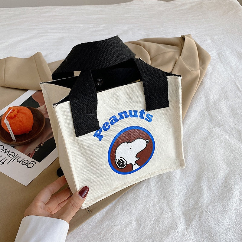 Snoopy Bag 2022 New Large Capacity Ladies Shoulder Handbag Kawaii Canvas Lunch Box Cartoon Cute Small Bag Trendy Fashion