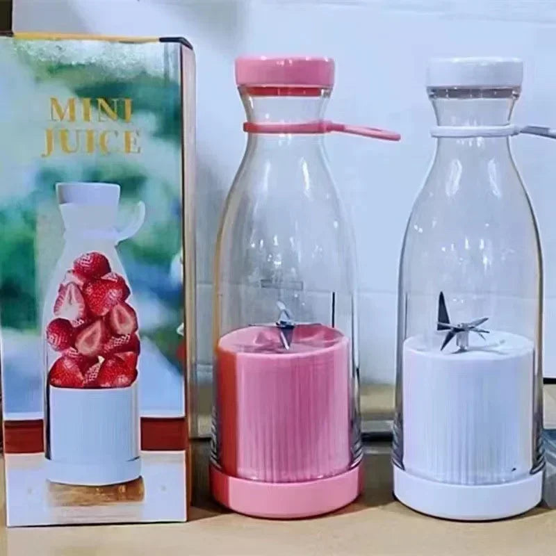 Mini Portable Electric Fruit Juicer Manual Wine Bottle Juicing Cup Small 6-Blade Rechargeable Vegetable Juicer Blender Mixer