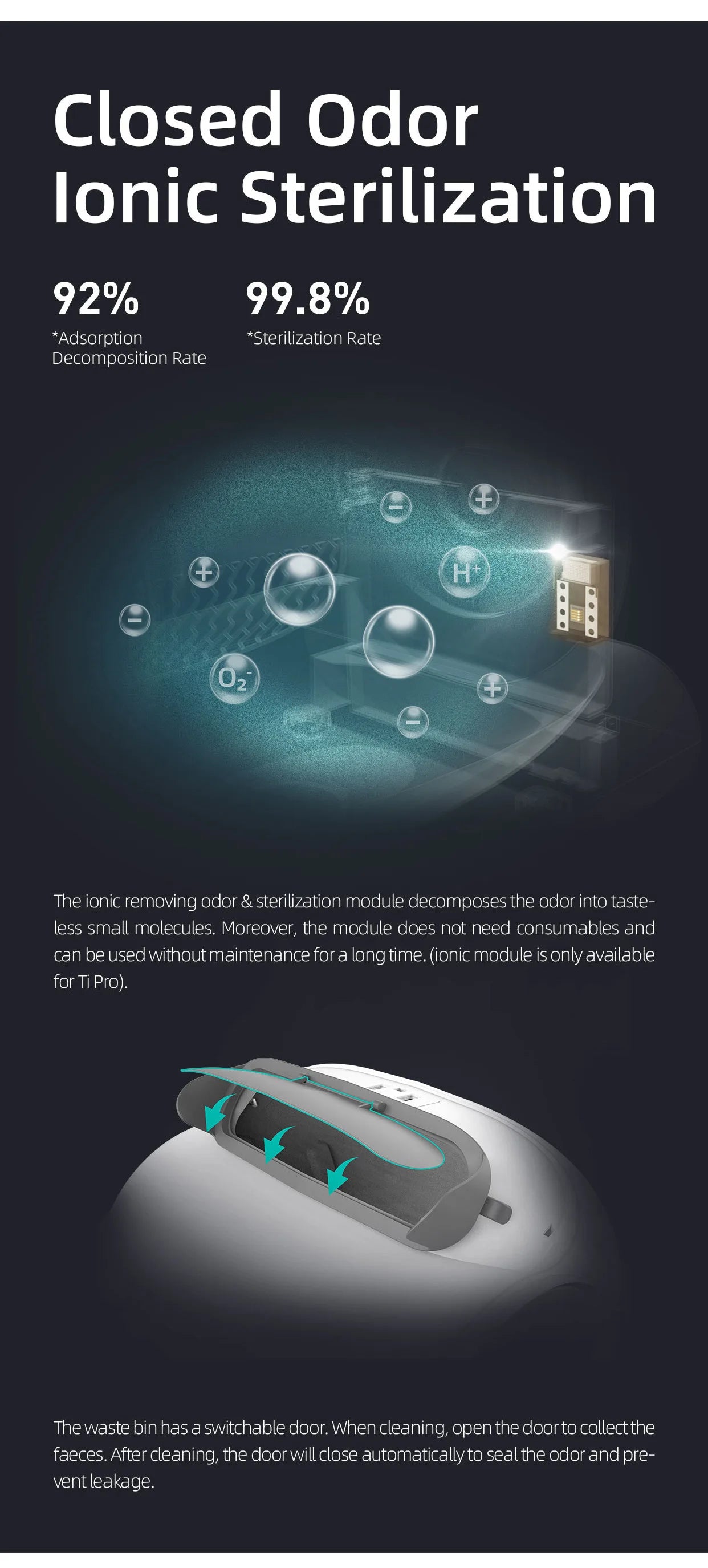 【English Version】Tonepie 65L Automatic Smart Cat Litter Box Self Cleaning Fully Enclosed Cat Litter Box Pet Toilet Litter Tray