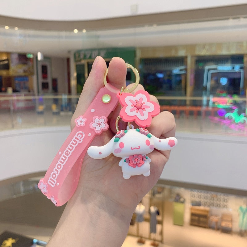 Kawaii Hello Kitty Keychain Sanrio Anime Cartoon Melody Kuromi Cinnamoroll Toys Cute Pendant Dolls Car Key Ring Girl&Child Gifts