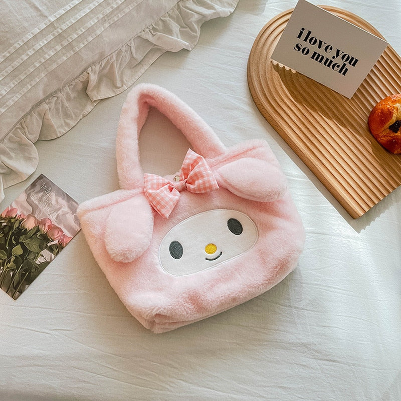 Kawaii Sanrio Hello Kitty Mini Shoulder Bag Cartoon Messenger Plush Backpack Earphone Storage Bag for Girl Kids Cute Rucksack