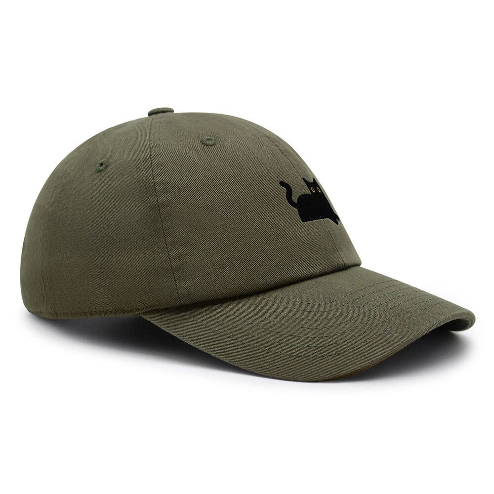 Black Cat baseball Cap Embroidery Premium Dad Hat Cat Mom Cotton Adjustable Trucker Hat