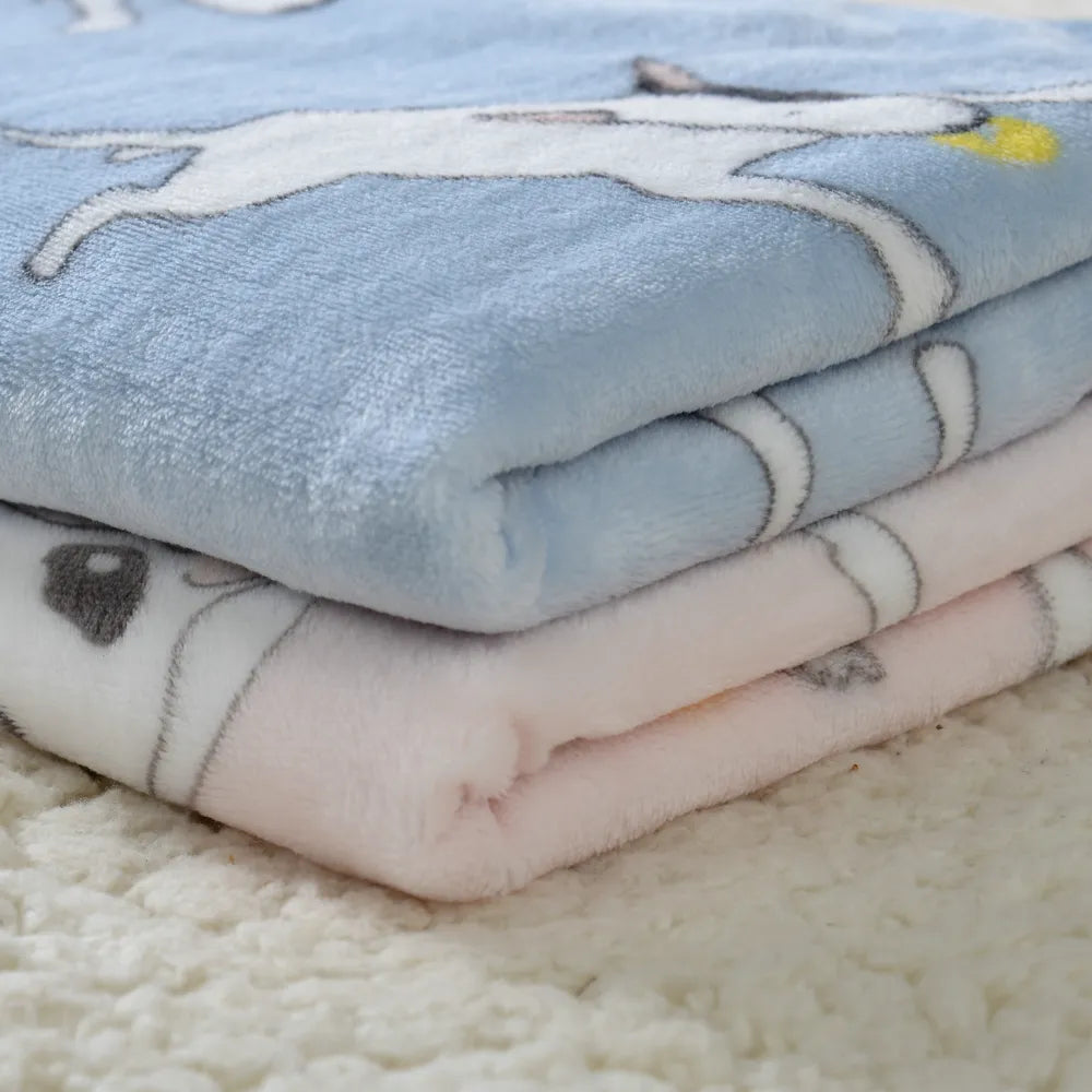100 x 75cm Cozy Warm Pet Bed Mat Cover Towel Cat Dog Flannel Bull Terrier Printed Soft Blanket For Small Medium Large Puppy Dogs