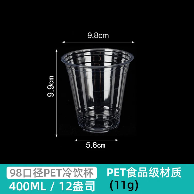 20/50PCS Transparent Milk Tea Cups with Lids Disposable Plastic Cups Fruit Juice Coffee Sand Ice Cream Beverage Containers party