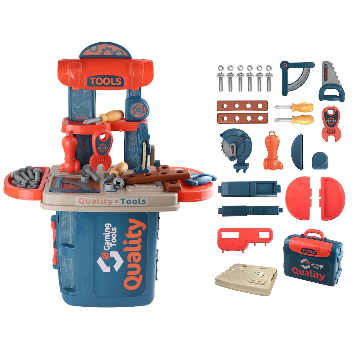 3 In 1 Kids's Simulation Tool Table Construction Set For Boys Learning Tool Box Screw Nut Combination DIY Disassembly Toy Boy