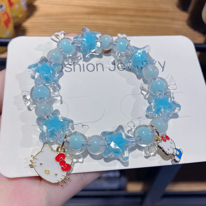 Kawaii Hello Kitty Bracelet Cinnamoroll Cartoon Anime Sanrios Bangle My Melody Jewelry Charms Cute Accessory Birthday Girls Gift