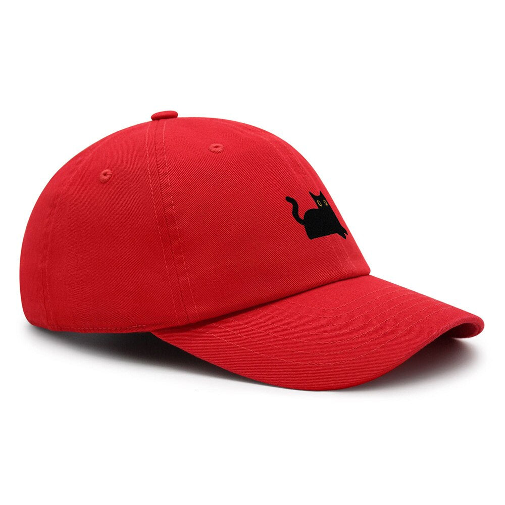 Black Cat baseball Cap Embroidery Premium Dad Hat Cat Mom Cotton Adjustable Trucker Hat
