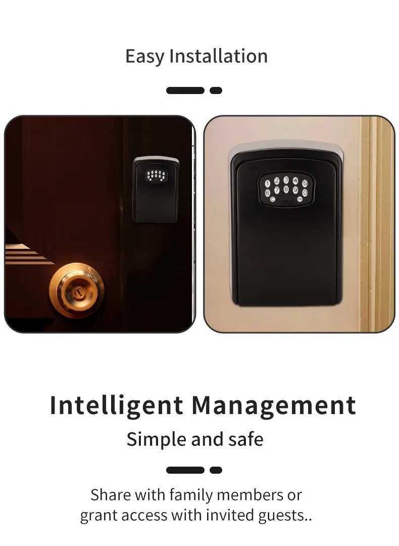 Tuya Wall Mounted Large Capacity Key Box Smart Home Security Zinc Alloy Waterproof Intelligent APP Password Electronic Safe Box