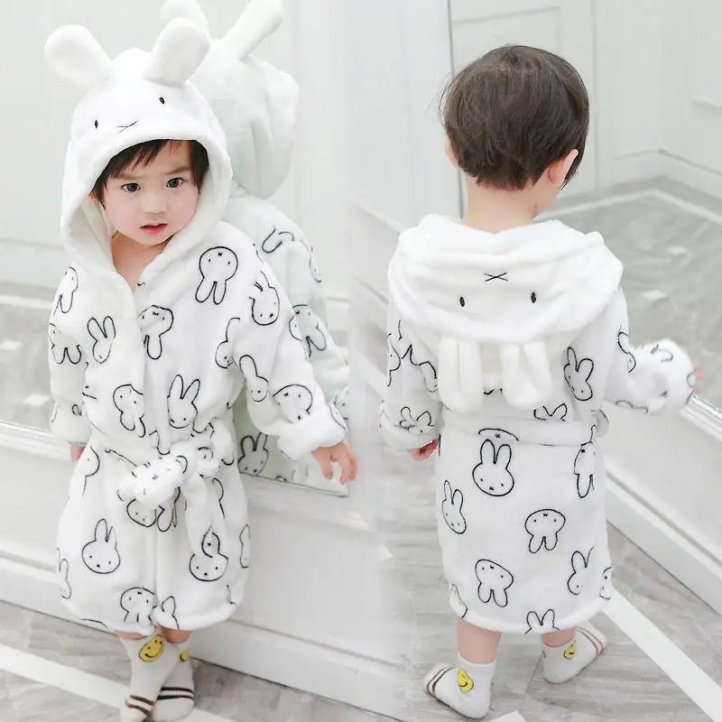 New Kawaii Anime Miffy Rabbit Sleeping Robe Boys Girls Cute Cartoon Bathrobe Children's Pajama Plush Home Clothes Gifts for Kids