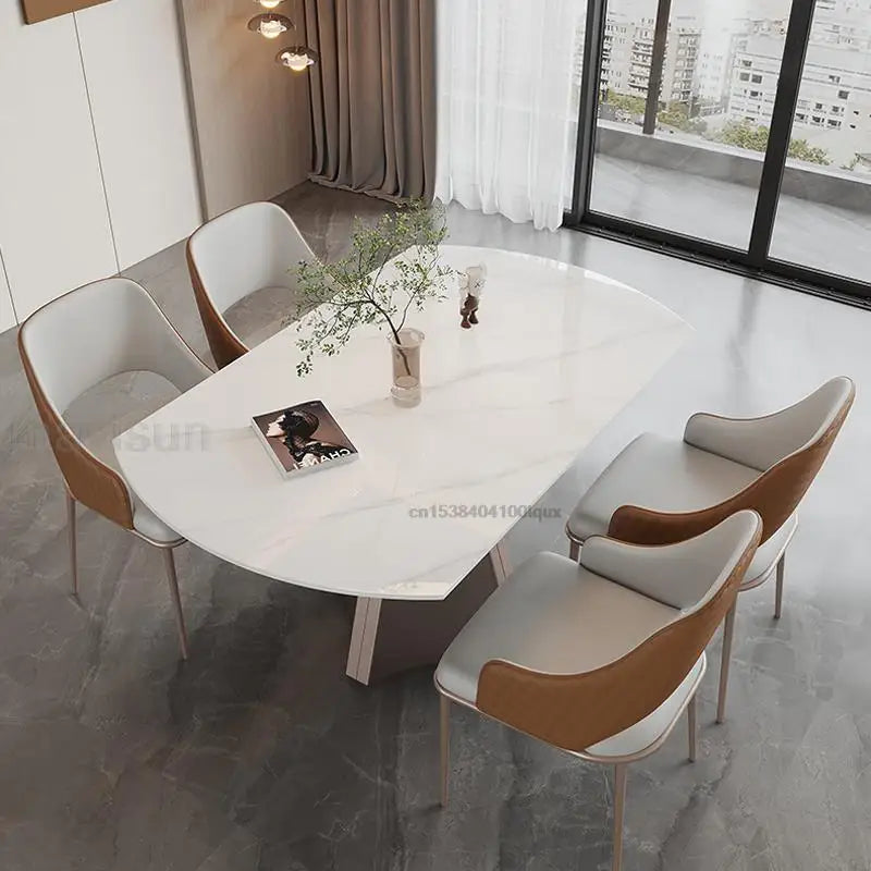 Luxury Dining Table Extendable Rotating Sintered Stone Desktop For 4 Or 6 People Home Furniture Versatile Round Kitchen Table