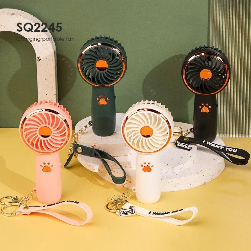A summer new mini fan cute cartoon portable charging usb handheld student outdoor fan