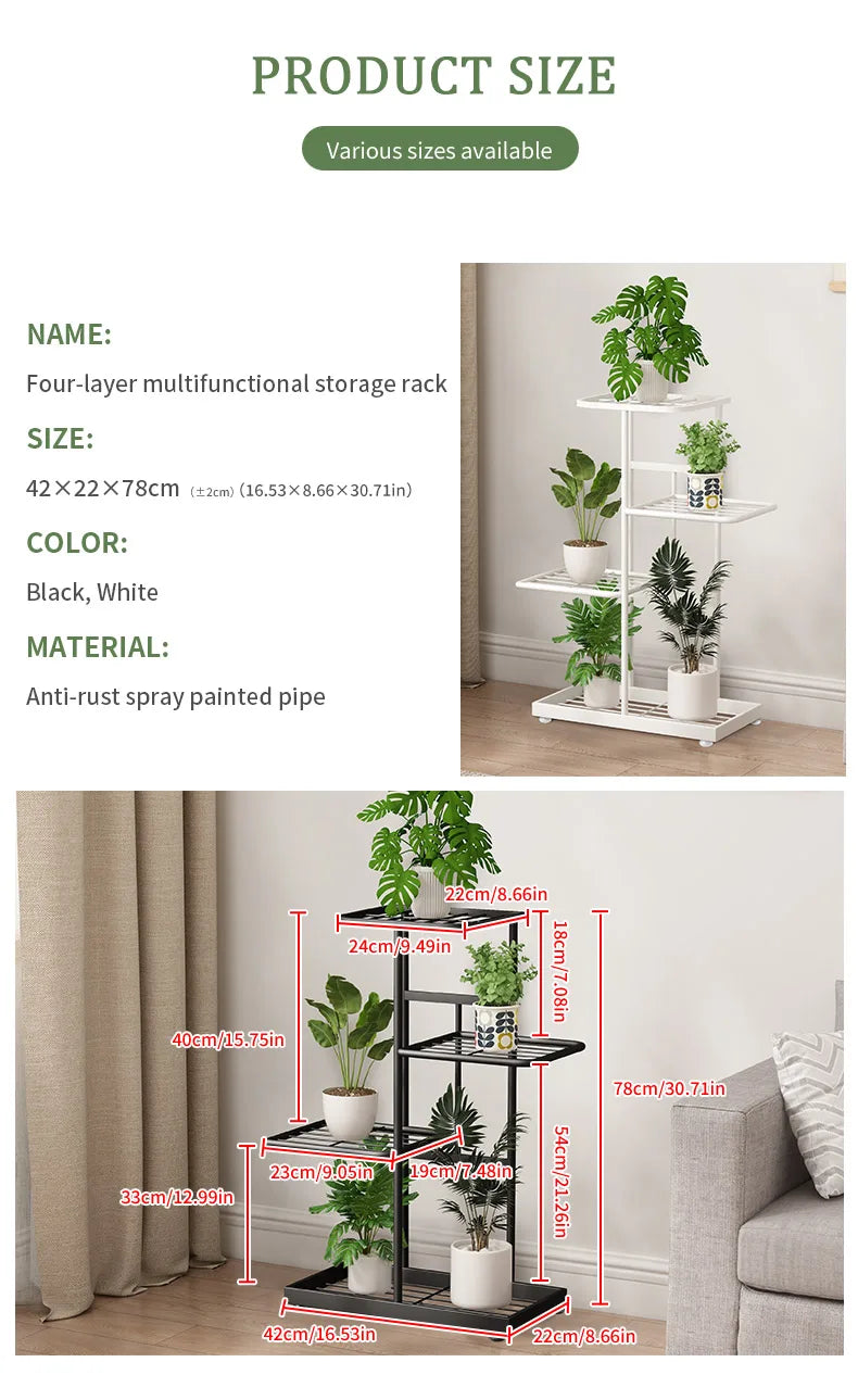 Flower Stand Rack Storage Shelf Iron Plant Holder Home Garden Flower Pot Organizer Living Room Balcony Storage Rack Shelves