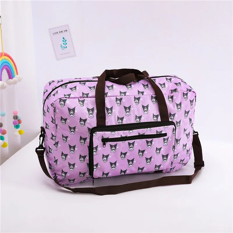 Cartoon Sanrios Folding Travel Bag Girl Downhill Bag Storage Bag Kawaii Can Be Hung Trolley Suitcase Increase Water Proof