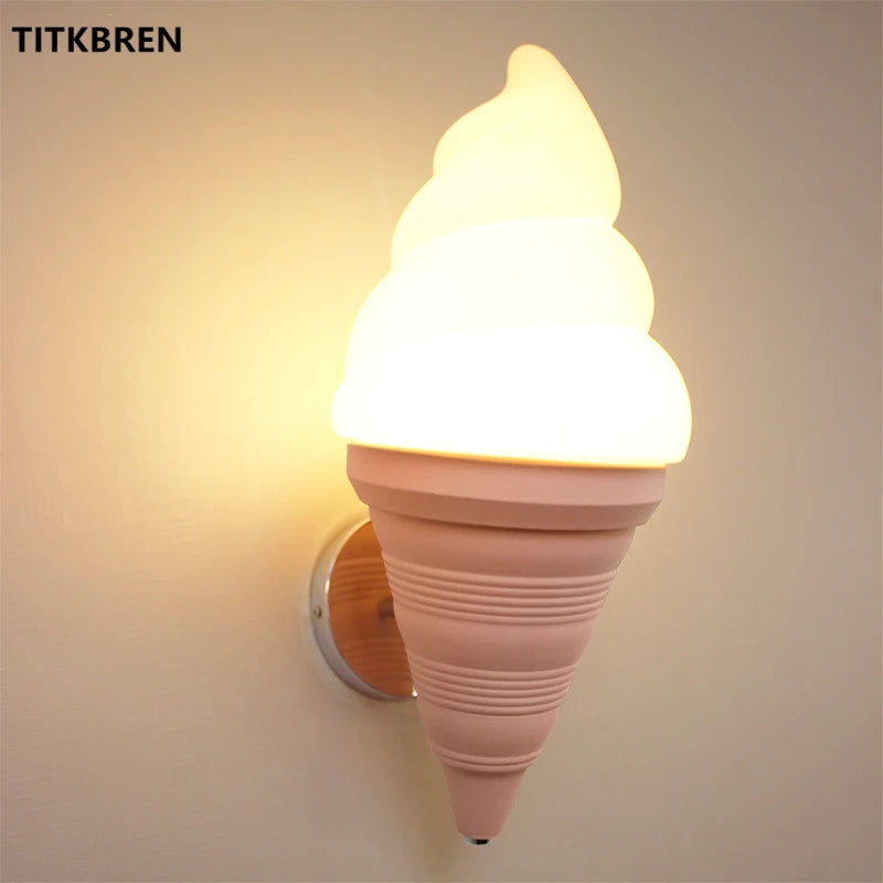 Dessert Shop Restaurant Ice Cream Cones Wall Lamp Creative Children's Room Bedside LED Lights Art Deco Fixture Home Lighting
