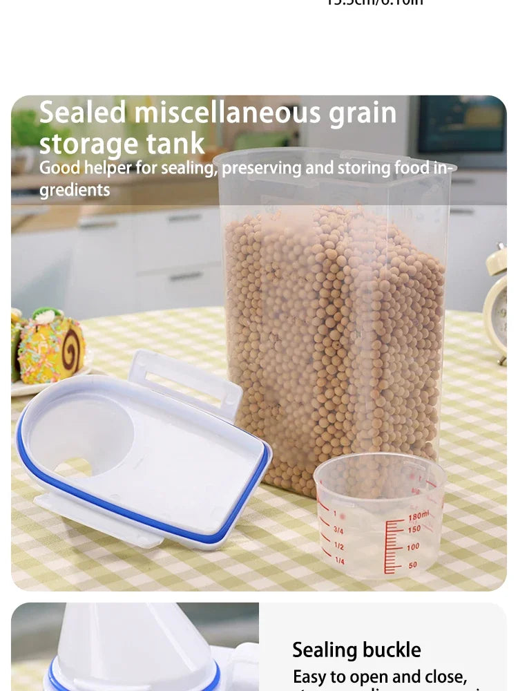 Airtight Food Storage Container Large Capacity Kitchen Rice Bucket Pet Food Dispenser Grains Moisture And Insect Proof EasyClean