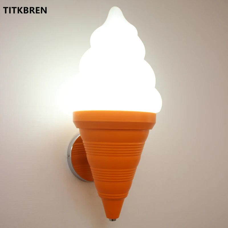 Dessert Shop Restaurant Ice Cream Cones Wall Lamp Creative Children's Room Bedside LED Lights Art Deco Fixture Home Lighting