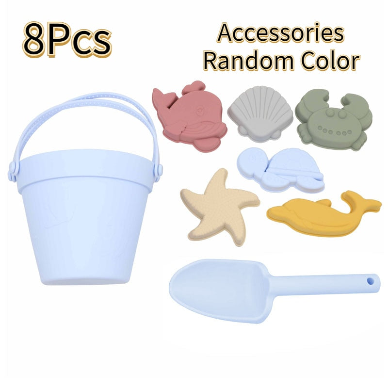 Summer Beach Toy for Kids Soft Silicone Sandbox Set Beach Game Toy for Send Children Beach Play Sand Water Play Tools beach cart