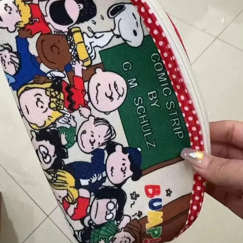 Miniso Cartoon Cute Snoopy Joint Printed Pen Bag Stationery Large Capacity Makeup Storage Bag Student