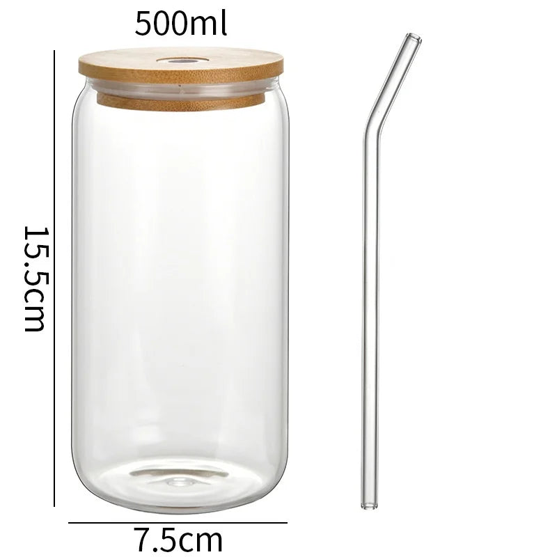 4pcs/set High Borosilicate Glass Water Cup 21.3oz Reusable Drinking Cups Ice Coffee Boba Bottle for Restaurant Travel Bottles