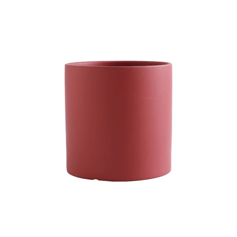 Flower Plant Pot Colorful Ceramic Flowerpot Nordic Style Succulent Planter Cylindrical Flower Pots With Hole Garden Decoration