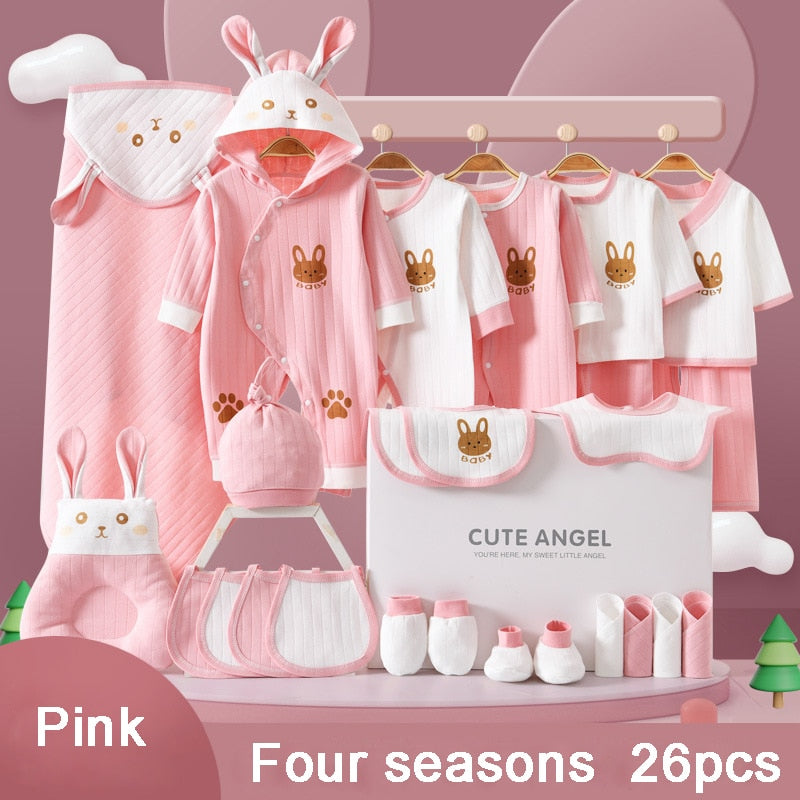 22/24/26 Pieces/0-3Months Newborn Baby Clothing 100% Cotton Kids Clothes Suit Unisex Infant Boys Girls Rabbit Clothing Set