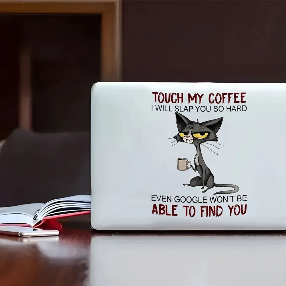 4pcs Cat Drink Coffee Design, UV DTF Cup Stickers, Waterproof Sticker Pack For Decorating Mugs, Cups, Bottles, School Supplies,
