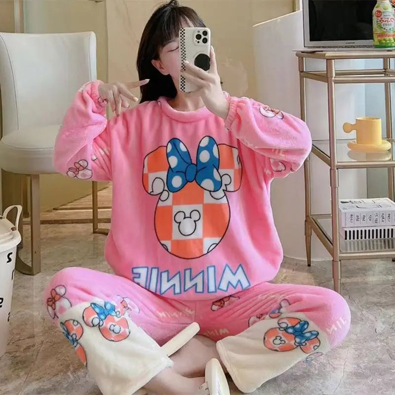 Hot Kawaii Hello Kitty Coral Velvet Pajamas Long-Sleeved Y2K Sanrio Tops Girls Pajama Pants Cute Cotton Jacket Casual Home Wear