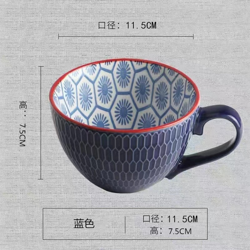 Hot Sale Colorful Ceramic Hand Painted Coffee Mugs Cup Creative Vintage Cafe Bar Drinkware Personality Breakfast Cups Tea Mug