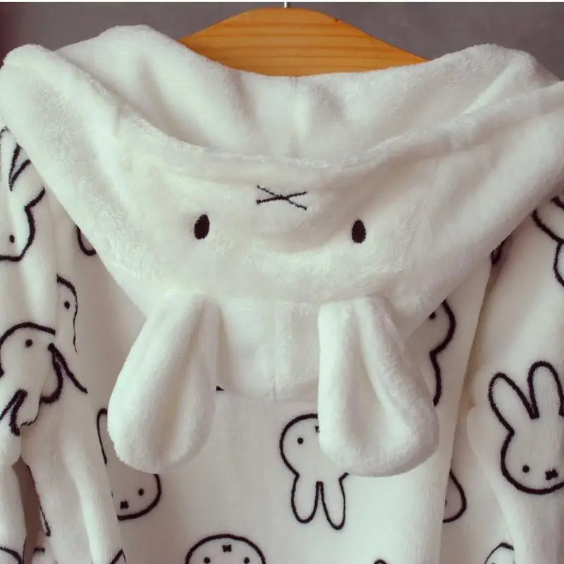 New Kawaii Anime Miffy Rabbit Sleeping Robe Boys Girls Cute Cartoon Bathrobe Children's Pajama Plush Home Clothes Gifts for Kids