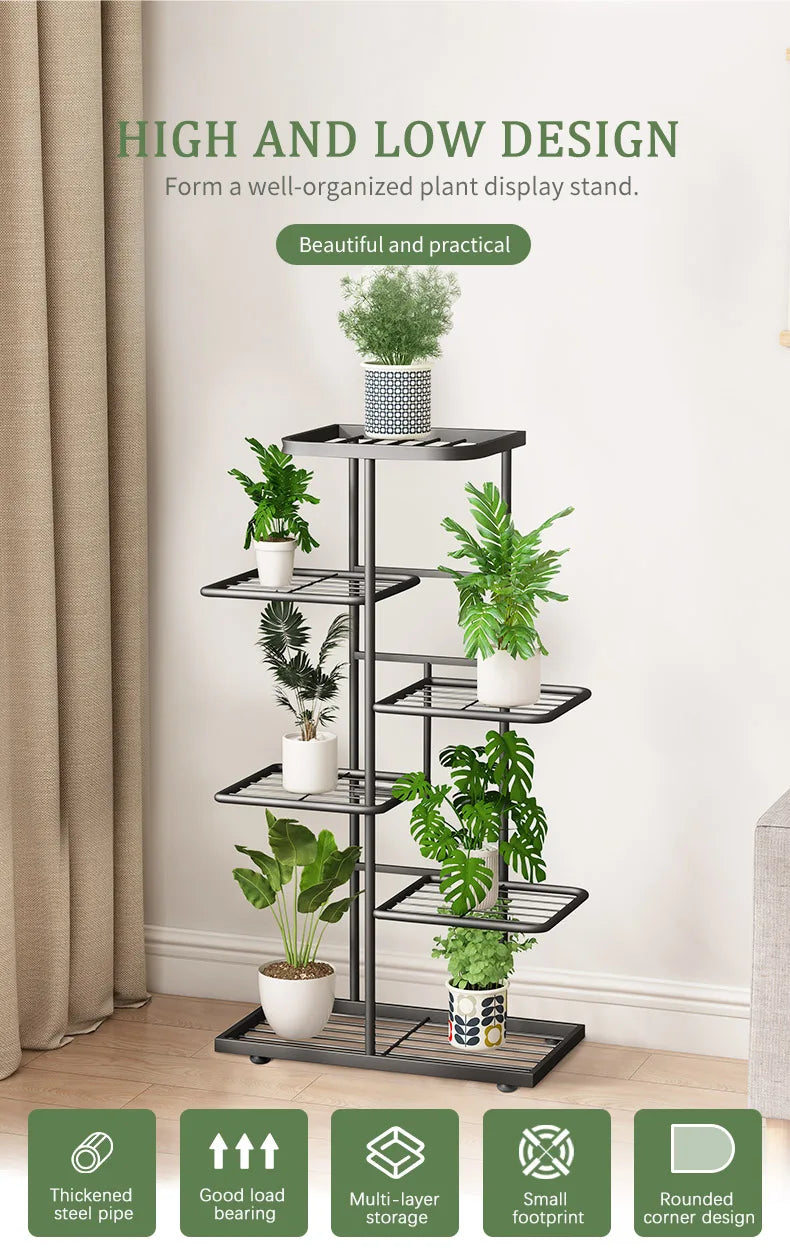 Flower Stand Rack Storage Shelf Iron Plant Holder Home Garden Flower Pot Organizer Living Room Balcony Storage Rack Shelves