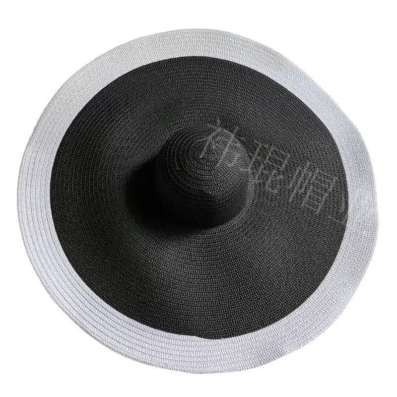 70cm Oversized Wide Brim Sun Hat Travel Large UV Protection Beach Straw Hats Women's Summer Floppy Foldable Chapeaux Wholesale