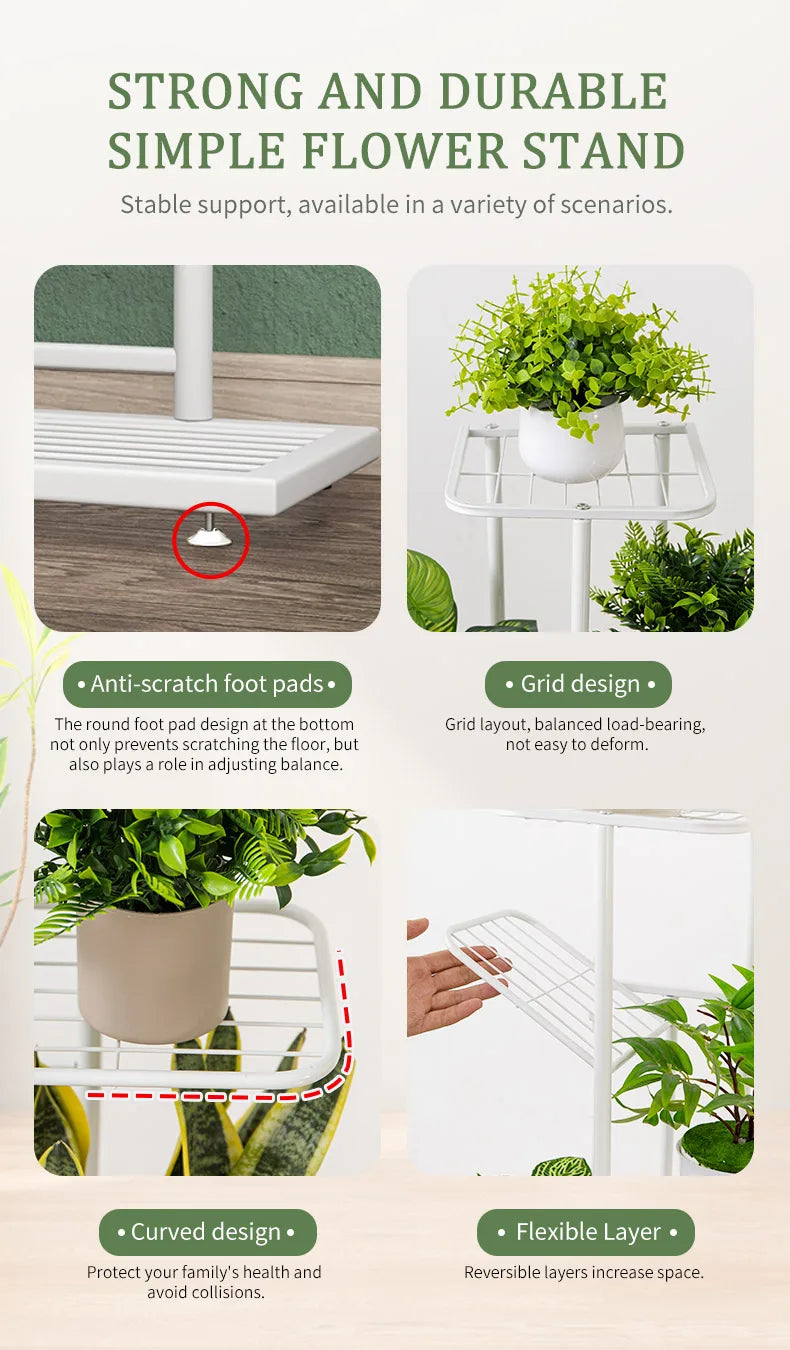 Flower Stand Rack Storage Shelf Iron Plant Holder Home Garden Flower Pot Organizer Living Room Balcony Storage Rack Shelves