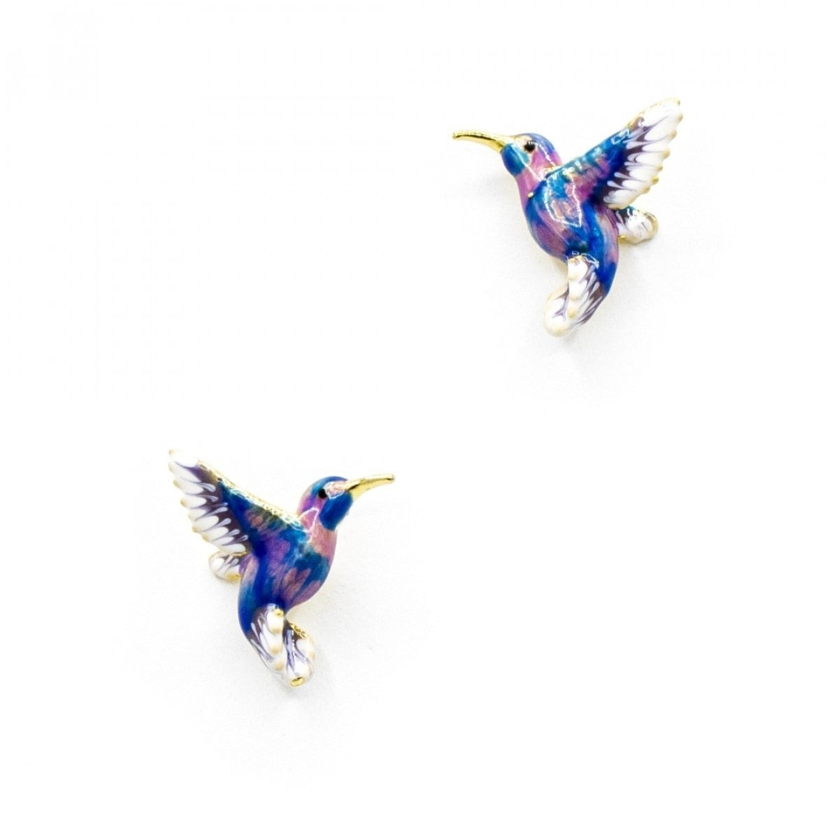 Cute Hummingbird Shape Oil Drop Earrings New Fashion Temperament Silver Needle Earrings Niche Design Green Purple Jewelry