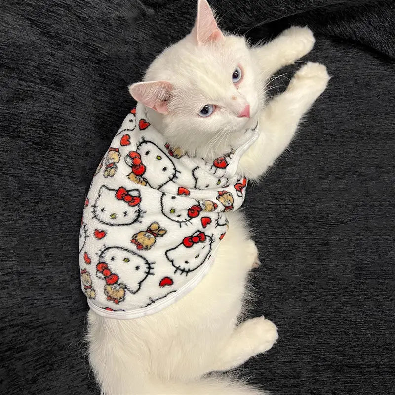 Kawaii Hello Kitty Cat Sweater Costume Winter Warm Pet Clothes for Cats Pullover Mascotas Clothing Gatos Products for Animals