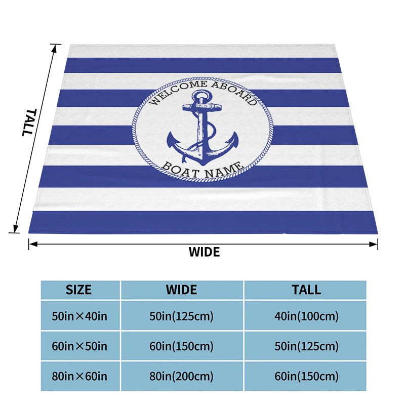 Blue Nautical Upholstery Blankets Soft Flannel Blankets Bed Blankets Breathable Thermal Bedding & Travel Blankets Customizable
